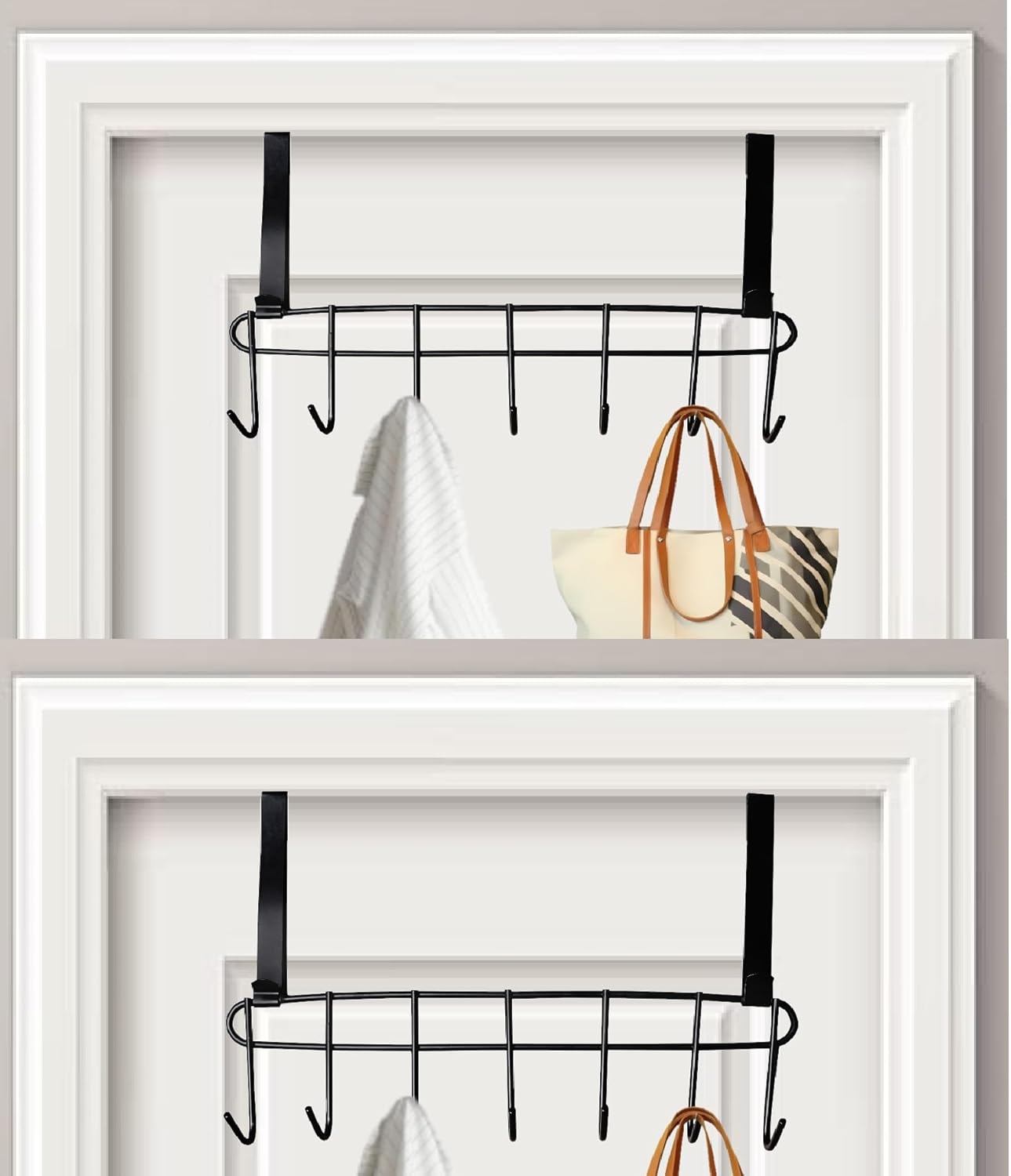 Konquer TimeS Heavy-Duty Stainless Steel Over the-Door Hook Hanger & Organizer Space Saving Storage Solution